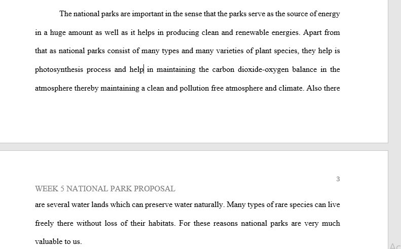 Week 5 Natural Park Proposal